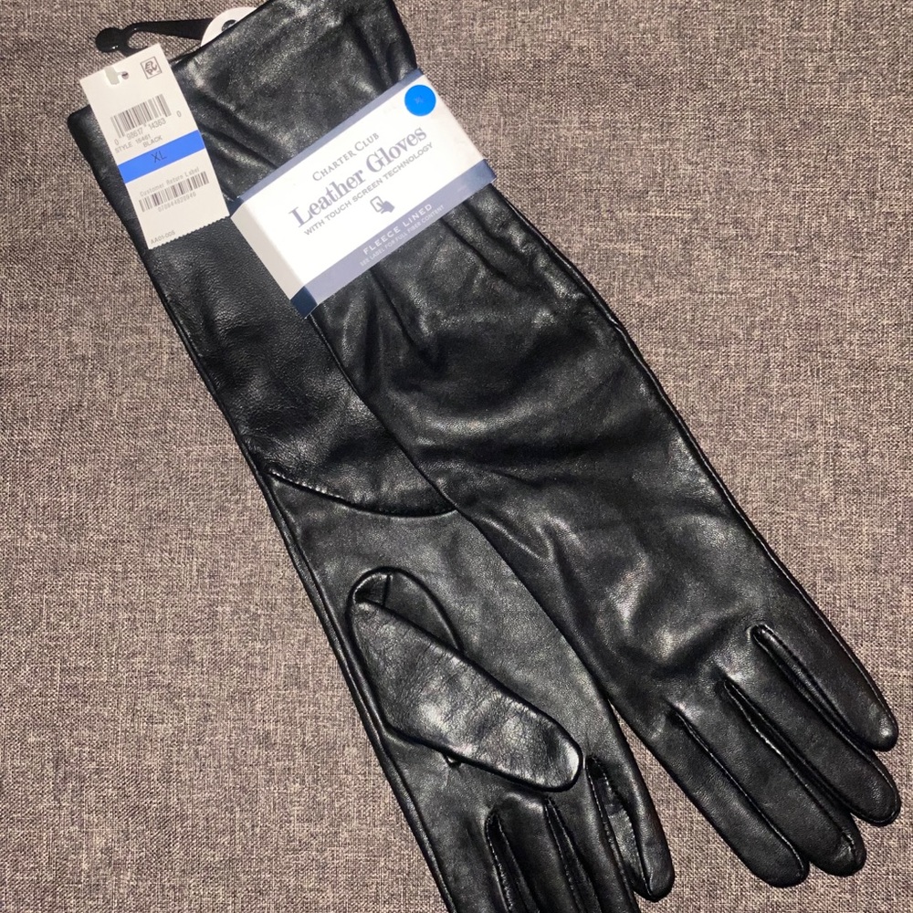 charter club leather gloves touch screen new